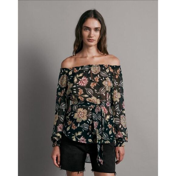 Rag & Bone Sierra Floral Off Shoulder Belted Top - Size S - NWT - Picture 1 of 3